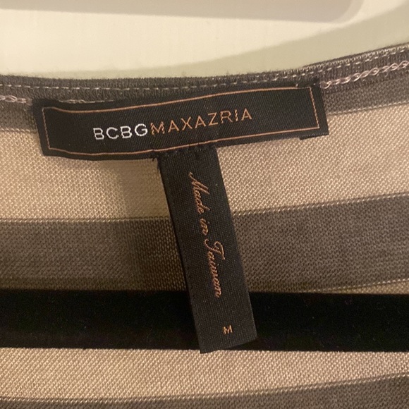 Top, Sweater, BCBG, Taupe/Tan stripes, Medium - Picture 3 of 4